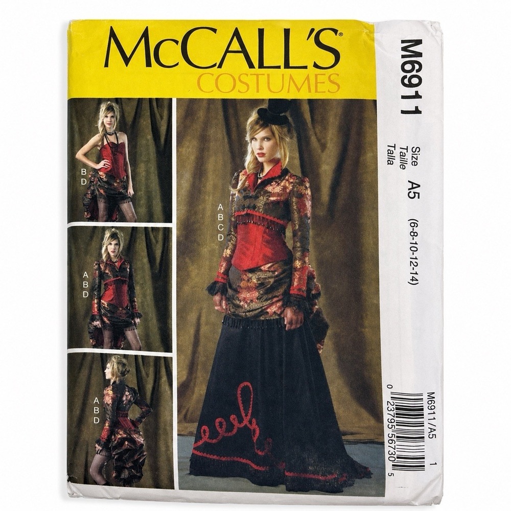 Steampunk Victorian McCall's Costume Pattern M6911 Sz 6-14 Uncut Saloon Girl